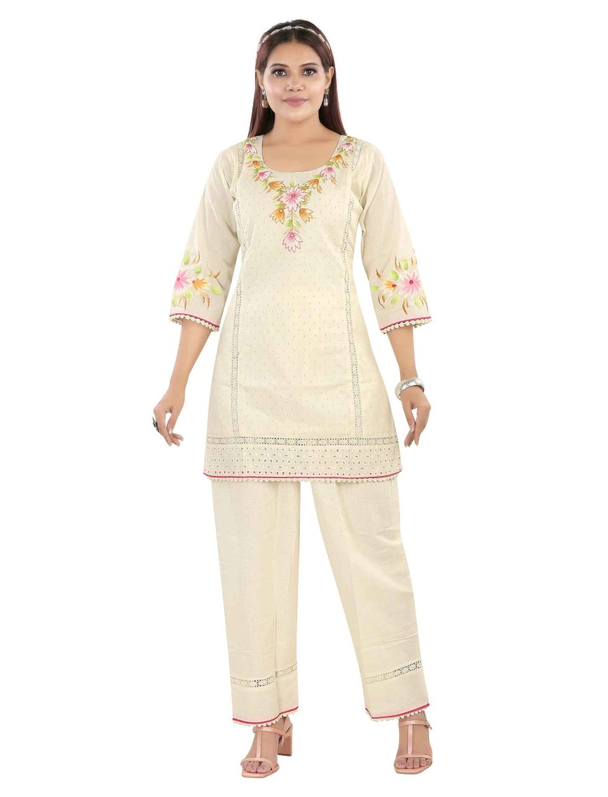 Floral EMB Kurti Set