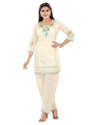 Floral EMB Kurti Set