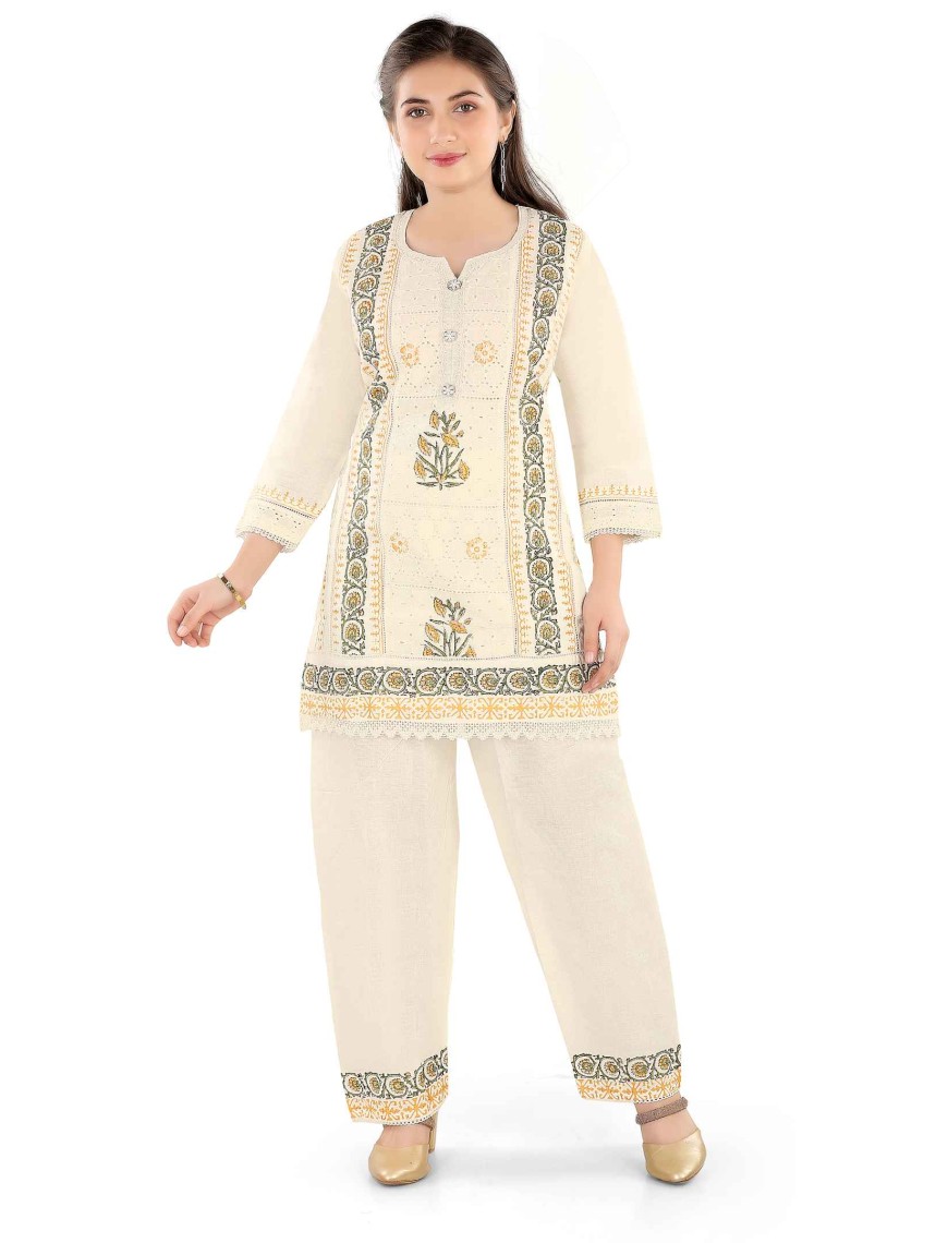 Chikankari EMB Kurti Set