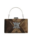 Velvet Clutch with Crystal Brooch
