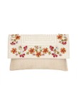 Floral Embroidery Envelope Clutch