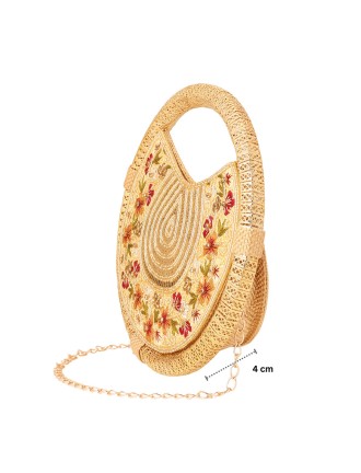 Round Embroidered Hand Clutch